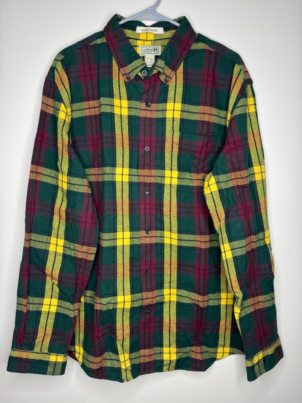 L.L. Bean Green & Yellow Plaid Flannel Shirt - Men's XL Button-Down